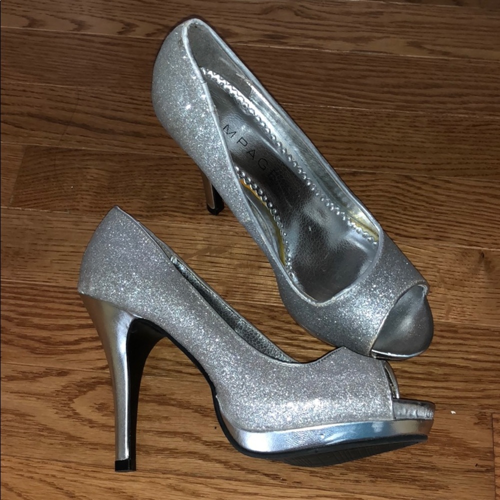 Silver Sparkly Glittery Stiletto Heels